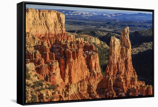 Hoodoos Lit by Late Afternoon Sun with Distant View in Winter-Eleanor Scriven-Framed Stretched Canvas