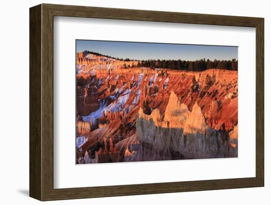 Hoodoos, Rim and Snow Lit by Strong Dawn Light, Queen's Garden Trail at Sunrise Point-Eleanor Scriven-Framed Photographic Print