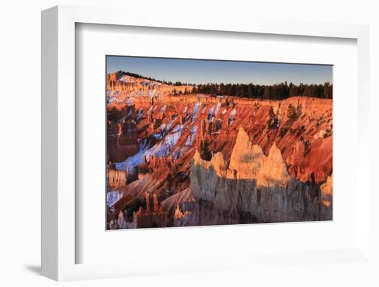 Hoodoos, Rim and Snow Lit by Strong Dawn Light, Queen's Garden Trail at Sunrise Point-Eleanor Scriven-Framed Photographic Print