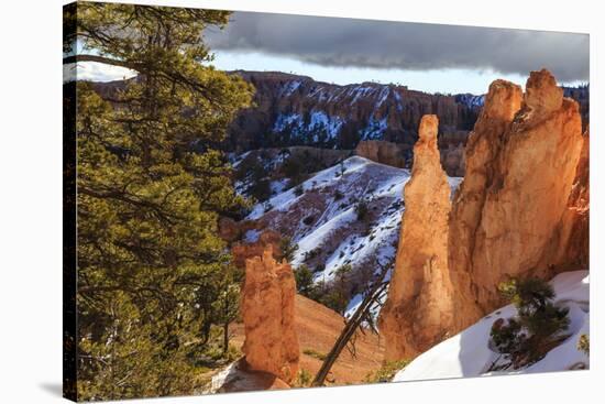 Hoodoos Strongly Lit by Early Morning Sun with Heavy Cloud-Eleanor Scriven-Stretched Canvas