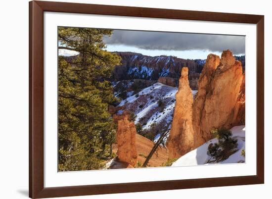 Hoodoos Strongly Lit by Early Morning Sun with Heavy Cloud-Eleanor Scriven-Framed Photographic Print