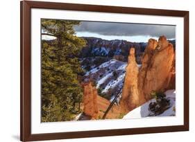 Hoodoos Strongly Lit by Early Morning Sun with Heavy Cloud-Eleanor Scriven-Framed Photographic Print