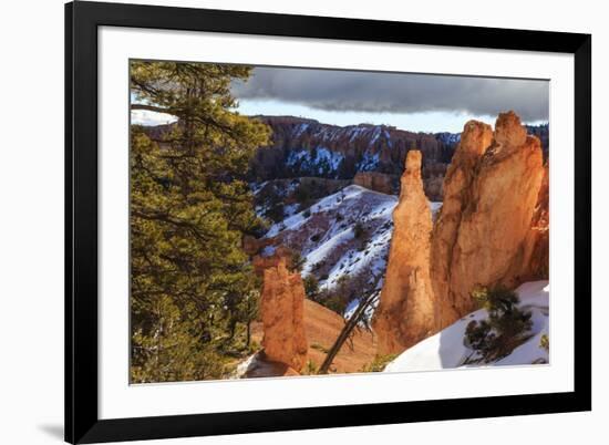 Hoodoos Strongly Lit by Early Morning Sun with Heavy Cloud-Eleanor Scriven-Framed Photographic Print