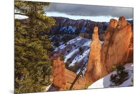 Hoodoos Strongly Lit by Early Morning Sun with Heavy Cloud-Eleanor Scriven-Mounted Photographic Print