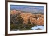 Hoodoos, Vegetation and Snow with a Distant View on a Winter's Late Afternoon, Bryce Point-Eleanor Scriven-Framed Photographic Print