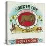 Hook'em Cow Brand Cigar Box Label-Lantern Press-Stretched Canvas