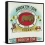 Hook'em Cow Brand Cigar Box Label-Lantern Press-Framed Stretched Canvas