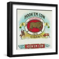 Hook'em Cow Brand Cigar Box Label-Lantern Press-Framed Art Print