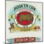 Hook'em Cow Brand Cigar Box Label-Lantern Press-Mounted Art Print