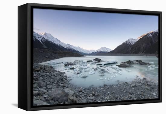 Hooker Glacier Lake, Mount Cook (Aoraki), Hooker Valley Trail, South Island, New Zealand-Ed Rhodes-Framed Stretched Canvas