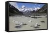 Hooker Lake and Glacier with Icebergs and Mount Cook, Mount Cook National Park, Canterbury Region-Stuart Black-Framed Stretched Canvas