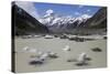 Hooker Lake and Glacier with Icebergs and Mount Cook, Mount Cook National Park, Canterbury Region-Stuart Black-Stretched Canvas