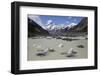 Hooker Lake and Glacier with Icebergs and Mount Cook, Mount Cook National Park, Canterbury Region-Stuart Black-Framed Photographic Print