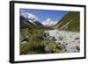 Hooker Valley and River with Mount Cook, Mount Cook National Park, Canterbury Region-Stuart Black-Framed Photographic Print