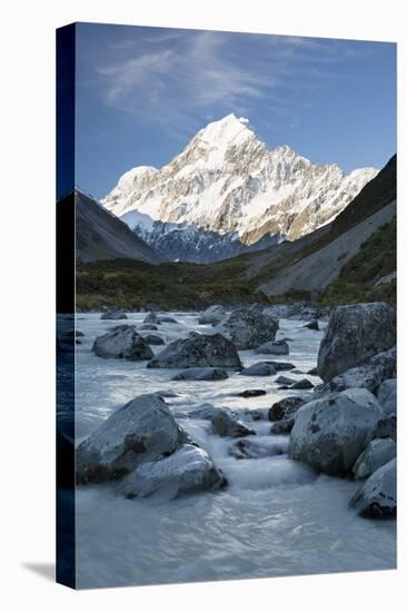 Hooker Valley and River with Mount Cook, Mount Cook National Park, Canterbury Region-Stuart Black-Stretched Canvas