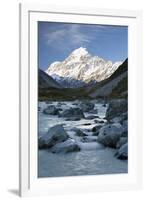 Hooker Valley and River with Mount Cook, Mount Cook National Park, Canterbury Region-Stuart Black-Framed Photographic Print