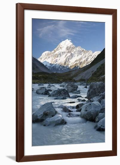 Hooker Valley and River with Mount Cook, Mount Cook National Park, Canterbury Region-Stuart Black-Framed Photographic Print