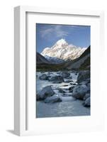 Hooker Valley and River with Mount Cook, Mount Cook National Park, Canterbury Region-Stuart Black-Framed Photographic Print