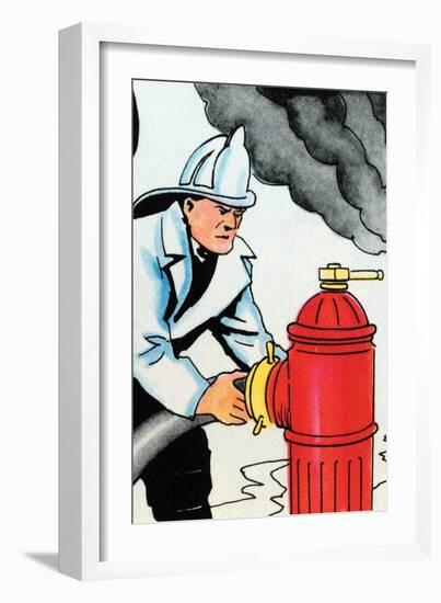 Hooking Up the Fire Hydrant-Julia Letheld Hahn-Framed Art Print