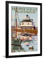 Hooper Strait Lighthouse - St. Michaels, MD-Lantern Press-Framed Art Print