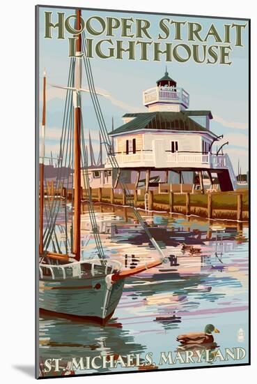Hooper Strait Lighthouse - St. Michaels, MD-Lantern Press-Mounted Art Print