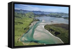 Hoopers Inlet and farmland, Otago Peninsula, Dunedin, South Island, New Zealand-David Wall-Framed Stretched Canvas