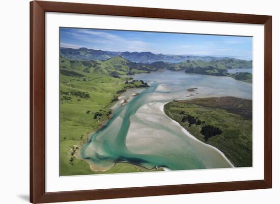 Hoopers Inlet and farmland, Otago Peninsula, Dunedin, South Island, New Zealand-David Wall-Framed Photographic Print