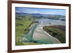 Hoopers Inlet and farmland, Otago Peninsula, Dunedin, South Island, New Zealand-David Wall-Framed Photographic Print