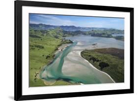 Hoopers Inlet and farmland, Otago Peninsula, Dunedin, South Island, New Zealand-David Wall-Framed Photographic Print