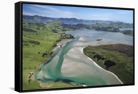 Hoopers Inlet and farmland, Otago Peninsula, Dunedin, South Island, New Zealand-David Wall-Framed Stretched Canvas