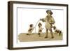 Hooping Boy and Pups-null-Framed Art Print