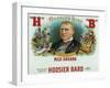 Hoosier Bard Brand Cigar Box Label, James Whitcomb Riley, American Author and Poet-Lantern Press-Framed Art Print