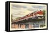 Hoosier Train Crossing Bridge-null-Framed Stretched Canvas