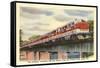 Hoosier Train Crossing Bridge-null-Framed Stretched Canvas