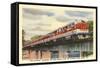 Hoosier Train Crossing Bridge-null-Framed Stretched Canvas