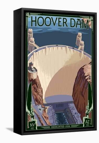 Hoover Dam Aerial-Lantern Press-Framed Stretched Canvas