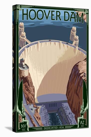 Hoover Dam Aerial-Lantern Press-Stretched Canvas