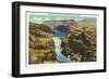 Hoover Dam, Nevada, Aerial View of the Dam, Fortification Mountain in the Distance-Lantern Press-Framed Art Print