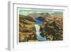 Hoover Dam, Nevada, Aerial View of the Dam, Fortification Mountain in the Distance-Lantern Press-Framed Art Print
