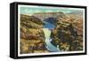 Hoover Dam, Nevada, Aerial View of the Dam, Fortification Mountain in the Distance-Lantern Press-Framed Stretched Canvas