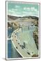 Hoover Dam, Nevada, Aerial View of the Highway Connecting Arizona and Nevada-Lantern Press-Mounted Art Print