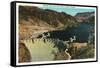 Hoover Dam, Nevada, View of the Dam, Lake Mead in Black Canyon-Lantern Press-Framed Stretched Canvas