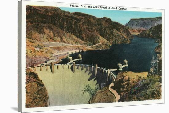 Hoover Dam, Nevada, View of the Dam, Lake Mead in Black Canyon-Lantern Press-Stretched Canvas