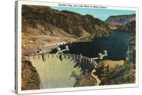 Hoover Dam, Nevada, View of the Dam, Lake Mead in Black Canyon-Lantern Press-Stretched Canvas