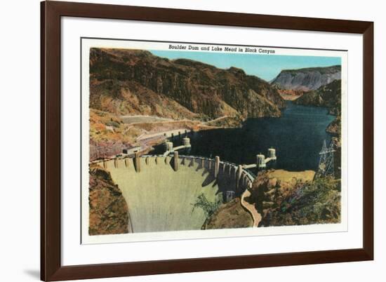 Hoover Dam, Nevada, View of the Dam, Lake Mead in Black Canyon-Lantern Press-Framed Premium Giclee Print