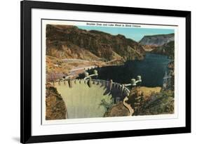 Hoover Dam, Nevada, View of the Dam, Lake Mead in Black Canyon-Lantern Press-Framed Premium Giclee Print