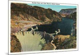 Hoover Dam, Nevada, View of the Dam, Lake Mead in Black Canyon-Lantern Press-Mounted Premium Giclee Print