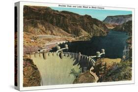 Hoover Dam, Nevada, View of the Dam, Lake Mead in Black Canyon-Lantern Press-Stretched Canvas