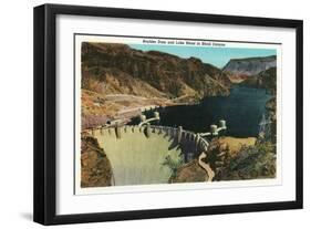 Hoover Dam, Nevada, View of the Dam, Lake Mead in Black Canyon-Lantern Press-Framed Art Print