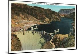 Hoover Dam, Nevada, View of the Dam, Lake Mead in Black Canyon-Lantern Press-Mounted Art Print